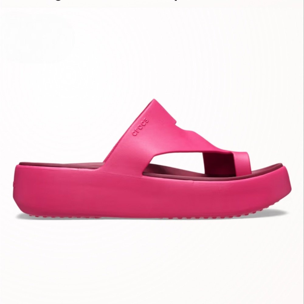 Crocs Women's Pink Slide Sandals Platform - Picture 4 of 7